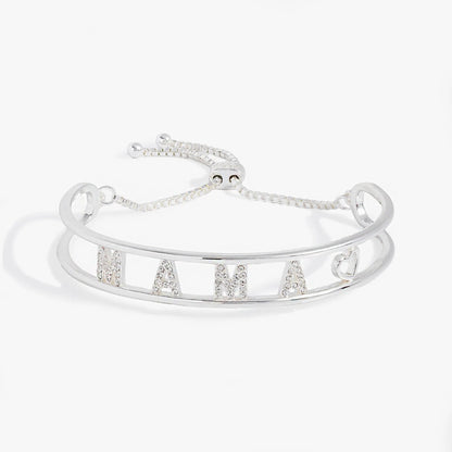 Mama Bolo Bracelet With Crystals and Heart Charm