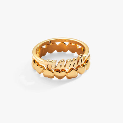 Mama Ring Set of 2 with Heart Band Jewelry