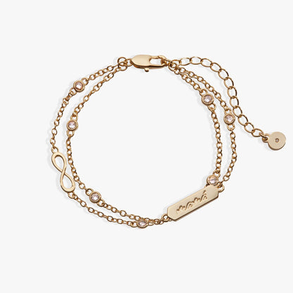 Mamá Infinity Chain Double Strand Bracelet by Alex and Ani, rose gold with crystal accents on Tampa Home & Garden Store