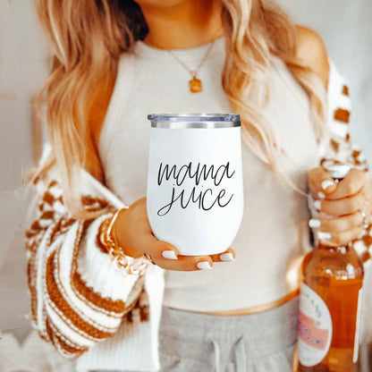Mama Juice Stainless Steel Wine Tumbler With Lid