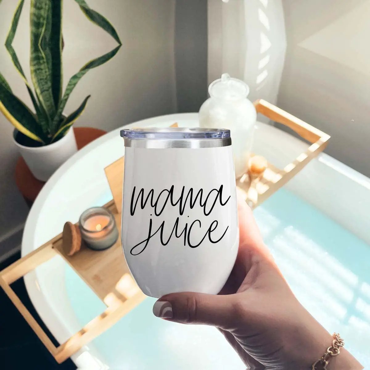 Mama Juice Stainless Steel Wine Tumbler With Lid