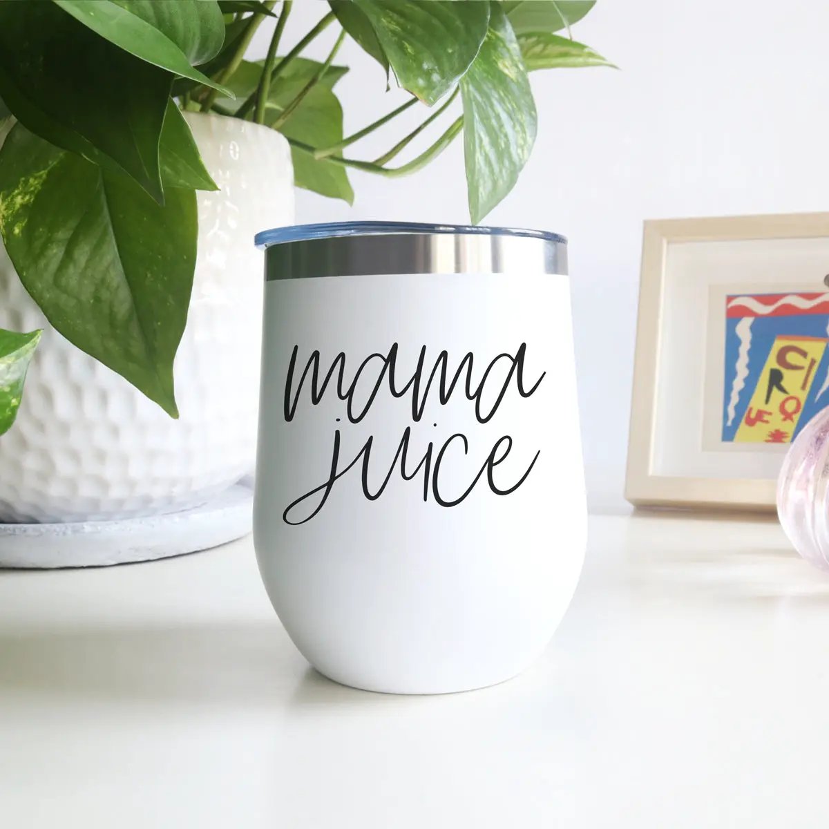 Mama Juice Stainless Steel Wine Tumbler With Lid