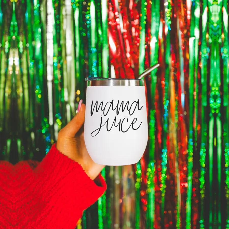 Mama Juice Stainless Steel Wine Tumbler With Lid