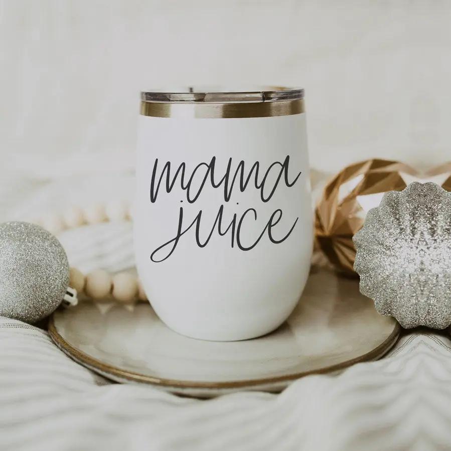 Mama Juice Stainless Steel Wine Tumbler With Lid