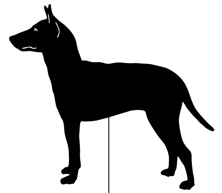 Manchester Terrier garden stake silhouette in black by Rustica Ornamentals on Tampa Home & Garden Store