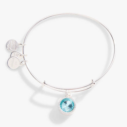 March Birthstone Aquamarine Charm Bangle Set