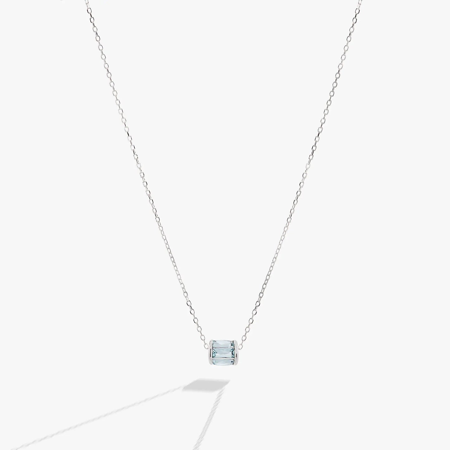 March Birthstone Pendant Necklace with aquamarine stone on Alex and Ani sterling silver chain on Tampa Home & Garden Store