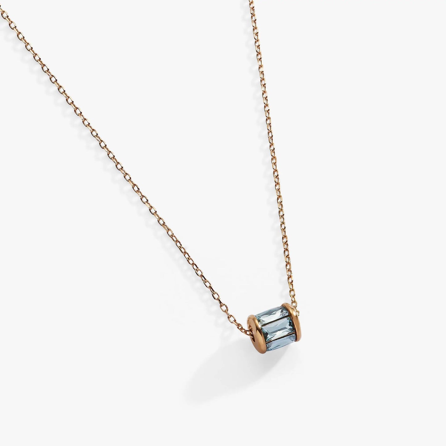 March Birthstone Pendant Necklace by ALEX AND ANI with blue gemstone in rose-gold bezel on Tampa Home & Garden Store