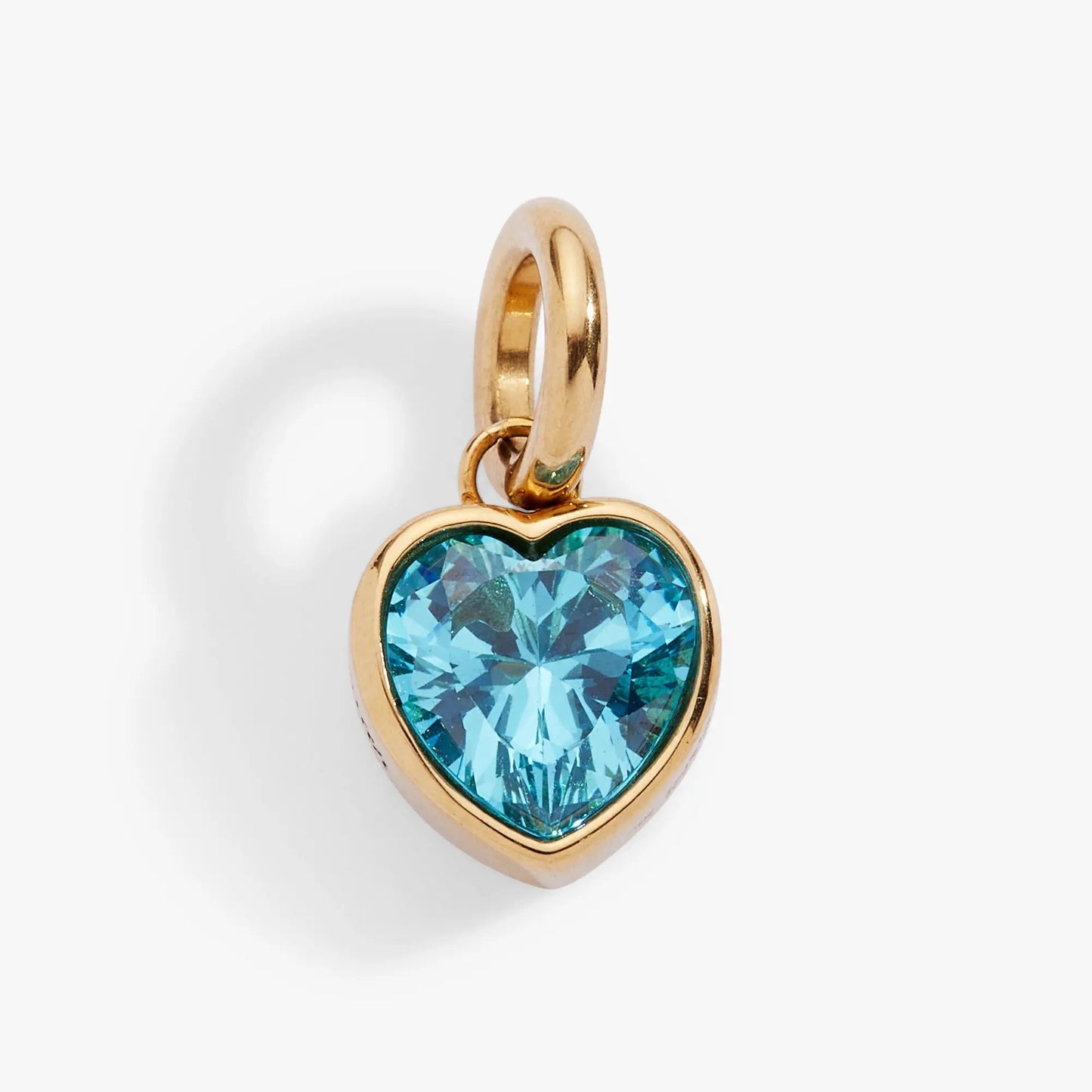 Faith March Birthstone Heart Charm Aquamarine