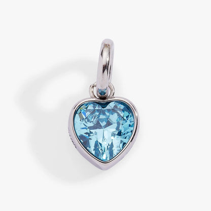 Faith March Birthstone Heart Charm Aquamarine