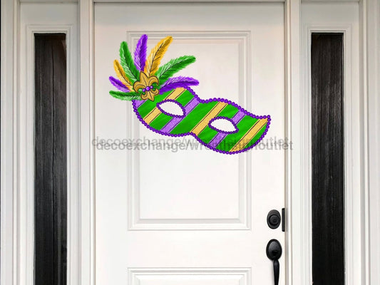 Mardi Gras Mask, Mardi Gras Sign, Louisiana Sign, wood sign, Door Hanger, DECOE-W-403, 11" Wreath Sign