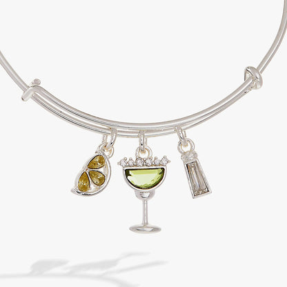 Margarita Charm Bangle silver bracelet with yellow lime and clear crystal charms on Tampa Home & Garden Store