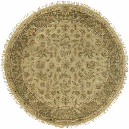 Mariaville Area Rug by Boutique Rugs round beige sage floral motif with fringe on Tampa Home & Garden Store