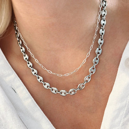 Mariner Necklace by ALEX AND ANI, silver-tone chain with disc-links and oval-link strands on Tampa Home & Garden Store