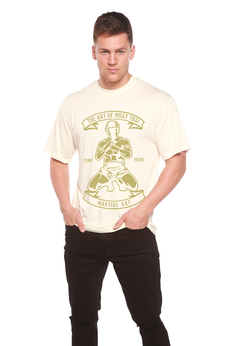 Men's T-shirt by Spun Bamboo, bamboo viscose/organic cotton with martial arts graphic on Tampa Home & Garden Store