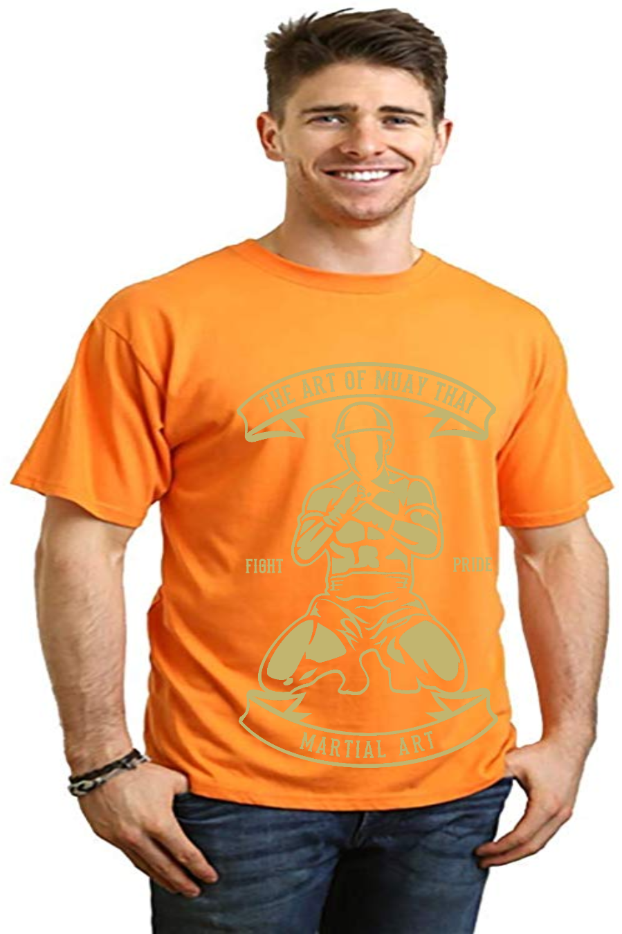 Martial Art men's bamboo viscose/organic cotton short-sleeve graphic T-shirt orange Spun Bamboo on Tampa Home & Garden Store