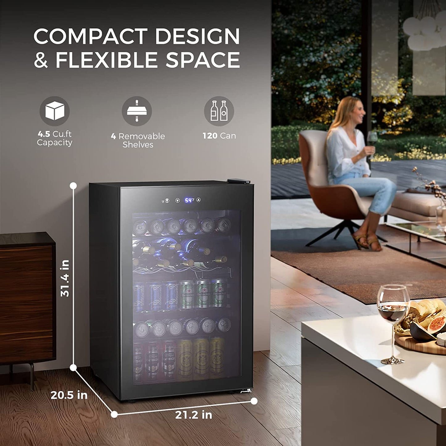 Refrigerador y enfriador de bebidas mate W58128H