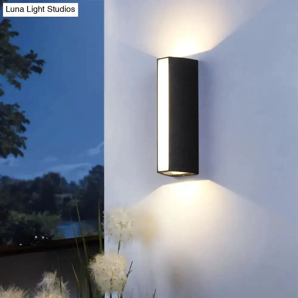 Decorbites matte black rectangle outdoor wall light dual directional LED sconce on Tampa Home & Garden Store