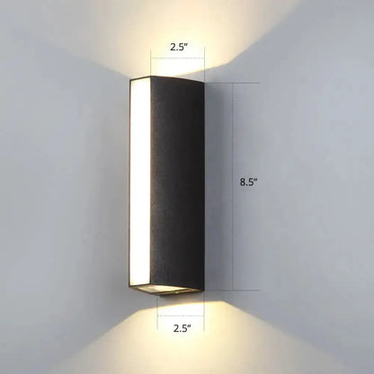 Matte black rectangular outdoor wall light dual directional LED sconce on Tampa Home & Garden Store