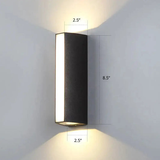 Matte black rectangular outdoor wall light dual directional LED sconce on Tampa Home & Garden Store