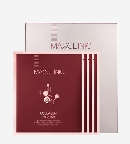 MAXCLINIC Collagen Firming Mask 18g x4ea facial mask set; burgundy sheet with pink trim on Tampa Home & Garden Store