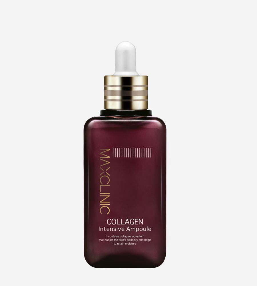 MAXCLINIC Collagen Intensive Ampoule bottle in burgundy glass with dropper and gold cap on Tampa Home & Garden Store