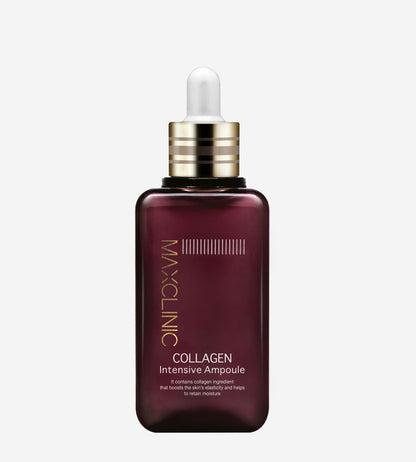 MAXCLINIC Collagen Intensive Ampoule bottle in burgundy glass with dropper and gold cap on Tampa Home & Garden Store
