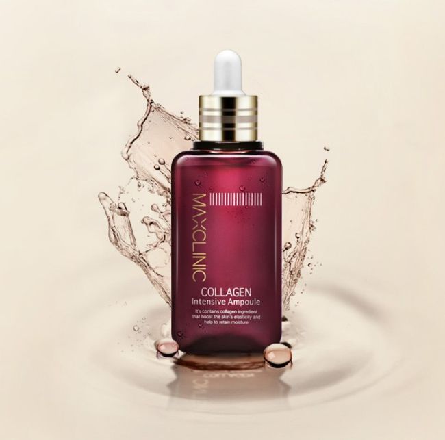 MAXCLINIC Collagen Intensive Ampoule burgundy glass bottle with gold dropper Seoulia 100ml on Tampa Home & Garden Store