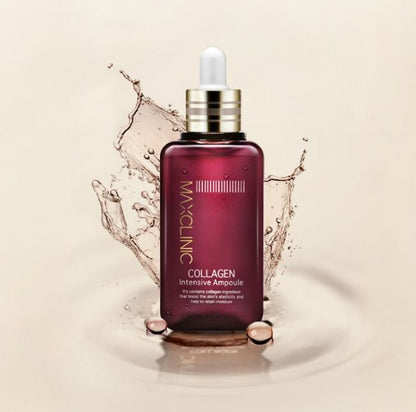 MAXCLINIC Collagen Intensive Ampoule burgundy glass bottle with gold dropper Seoulia 100ml on Tampa Home & Garden Store