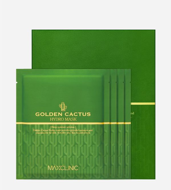MAXCLINIC Golden Cactus Hydro Mask 25ml x4ea green sachets with gold accents by Seoulia on Tampa Home & Garden Store
