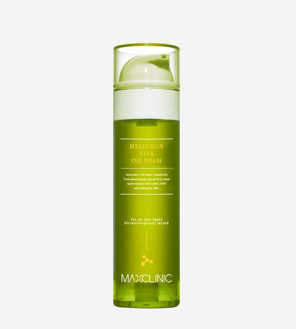 MAXCLINIC Hyaluron Vita Oil Foam cleansing oil bottle, green pump, 110g, Seoulia on Tampa Home & Garden Store