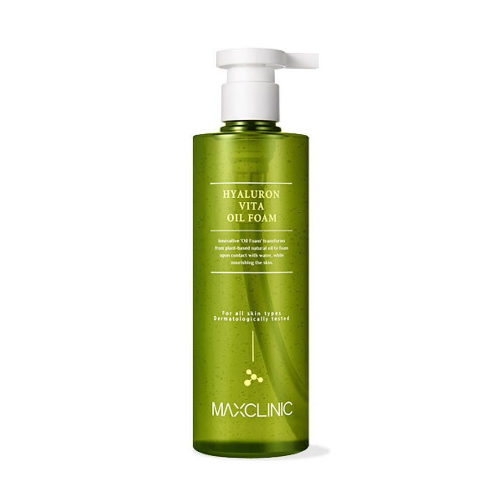 MAXCLINIC Hyaluron Vita Oil Foam cleansing oil bottle, green bottle with white pump on Tampa Home & Garden Store