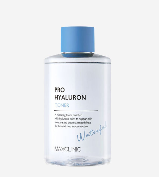 MAXCLINIC Pro Hyaluron Toner bottle with blue cap, clear 320ml on Tampa Home & Garden Store