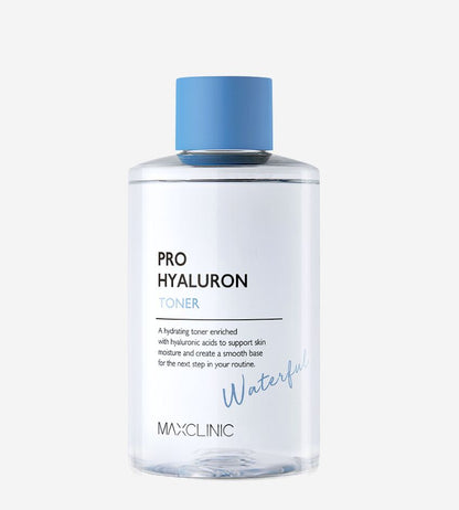 MAXCLINIC Pro Hyaluron Toner 320ml bottle with blue cap and clear label PRO HYALURON TONER on Tampa Home & Garden Store