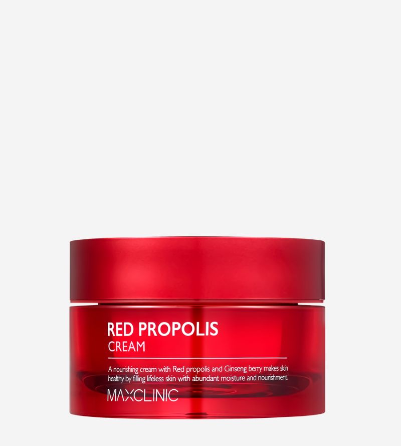 MAXCLINIC Red Propolis Cream jar 50g in red plastic packaging on Tampa Home & Garden Store
