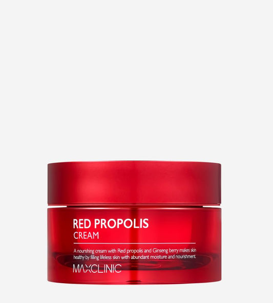 MAXCLINIC Red Propolis Cream jar 50g in red plastic packaging on Tampa Home & Garden Store