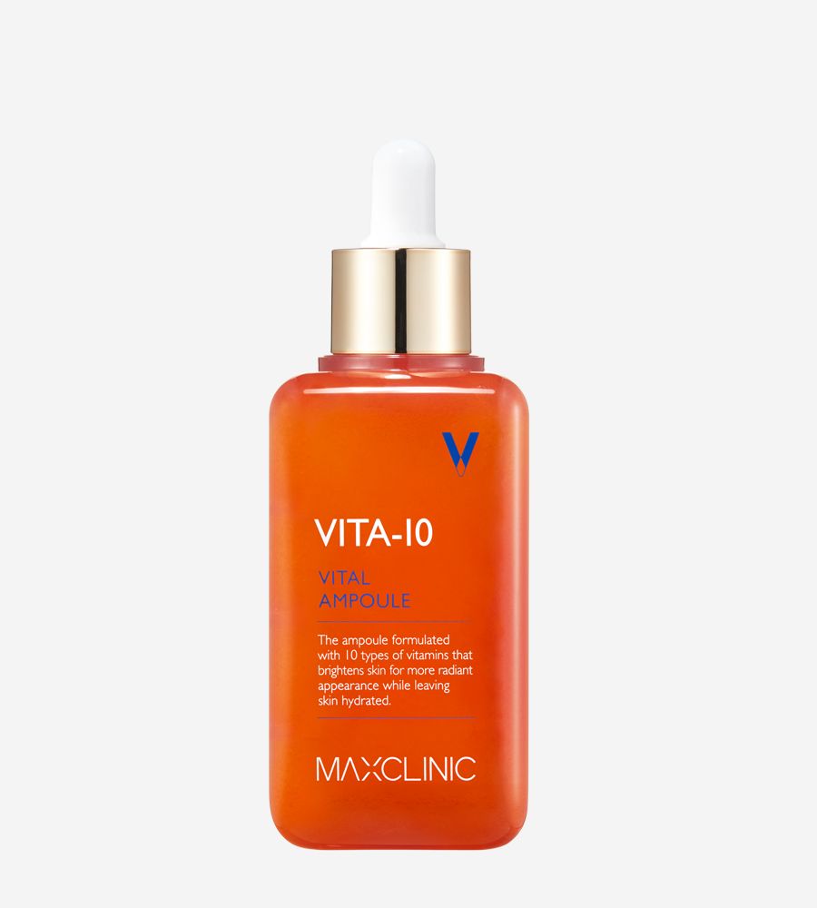 MAXCLINIC Vita-10 Vital Ampoule orange serum bottle with white dropper cap on Tampa Home & Garden Store