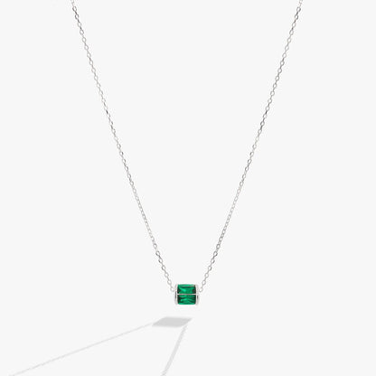 May Birthstone Pendant Necklace with emerald-green stones in a silver bezel on a delicate chain on Tampa Home & Garden Store