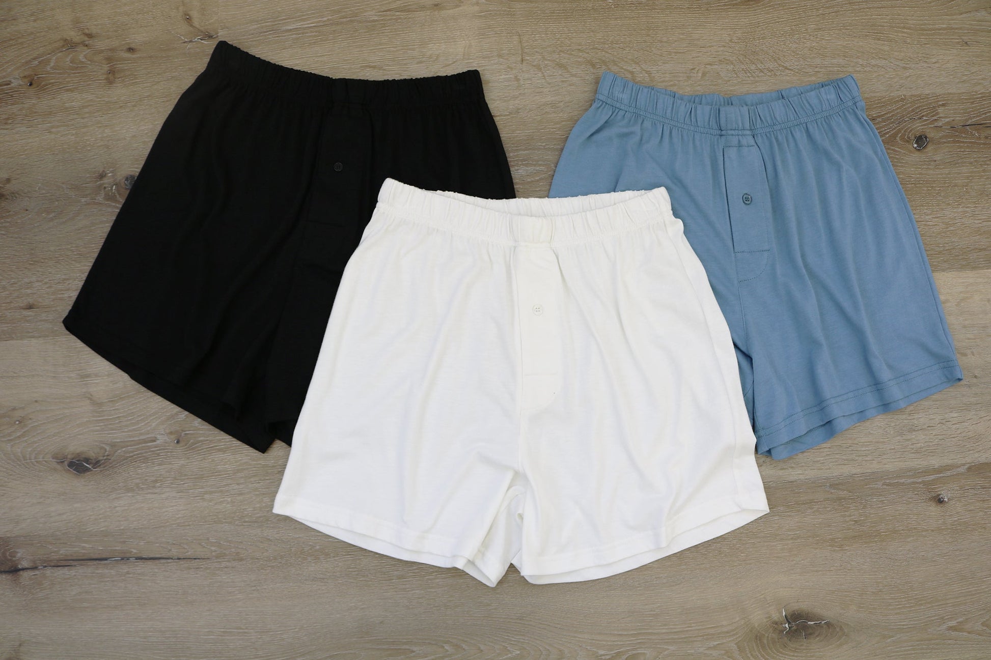 Men's Bamboo Viscose Boxers 3-pack black white blue Spun Bamboo underwear on Tampa Home & Garden Store