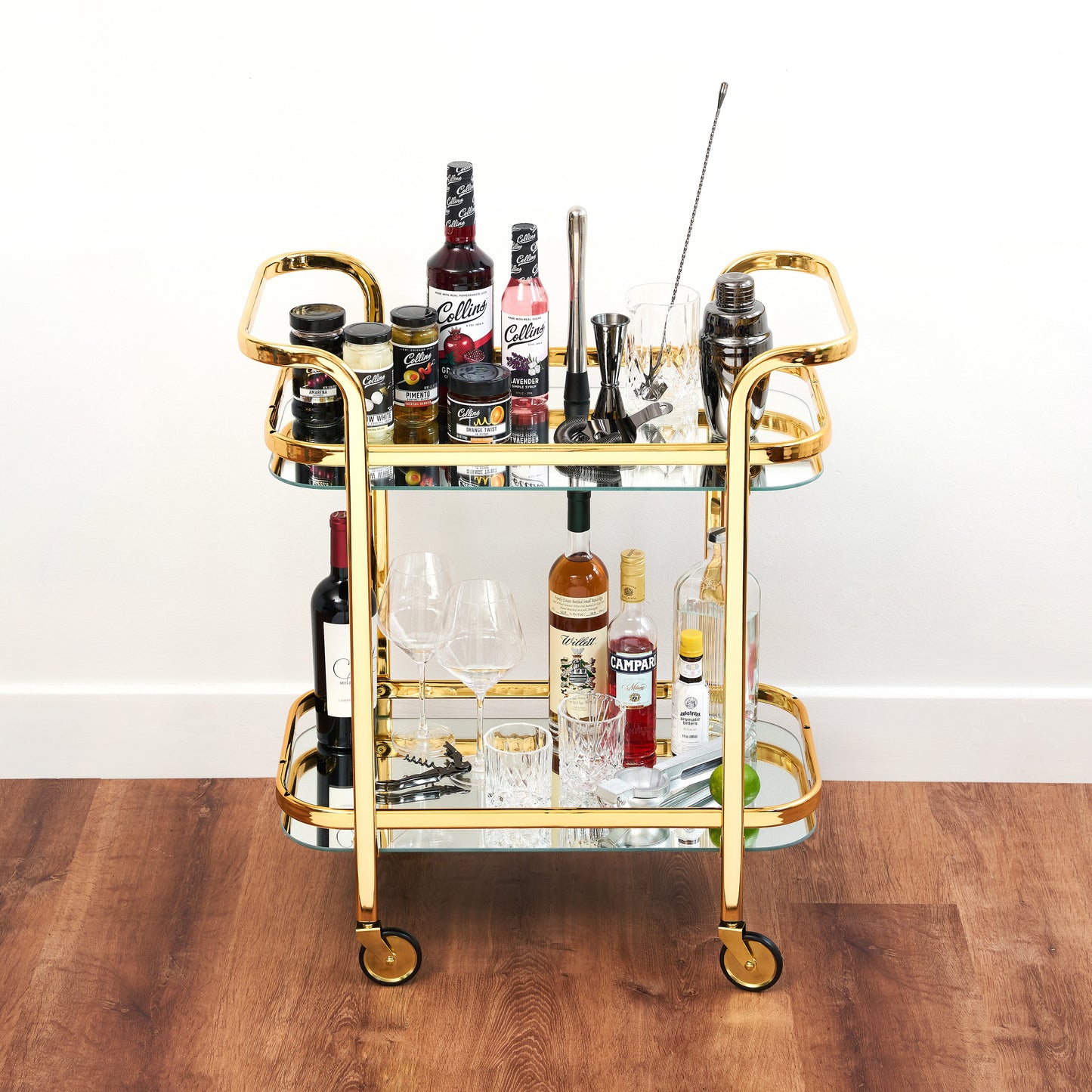 Antique Gold Bar Cart and the Stainless Frame