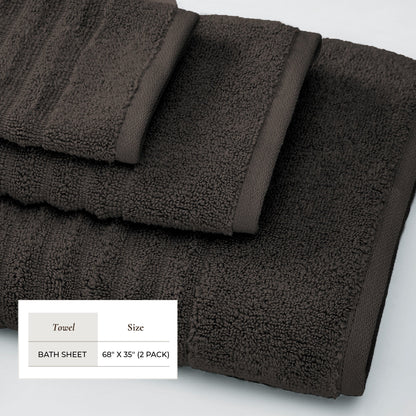 Luxury Combed Cotton and Ribbed Bath Towels