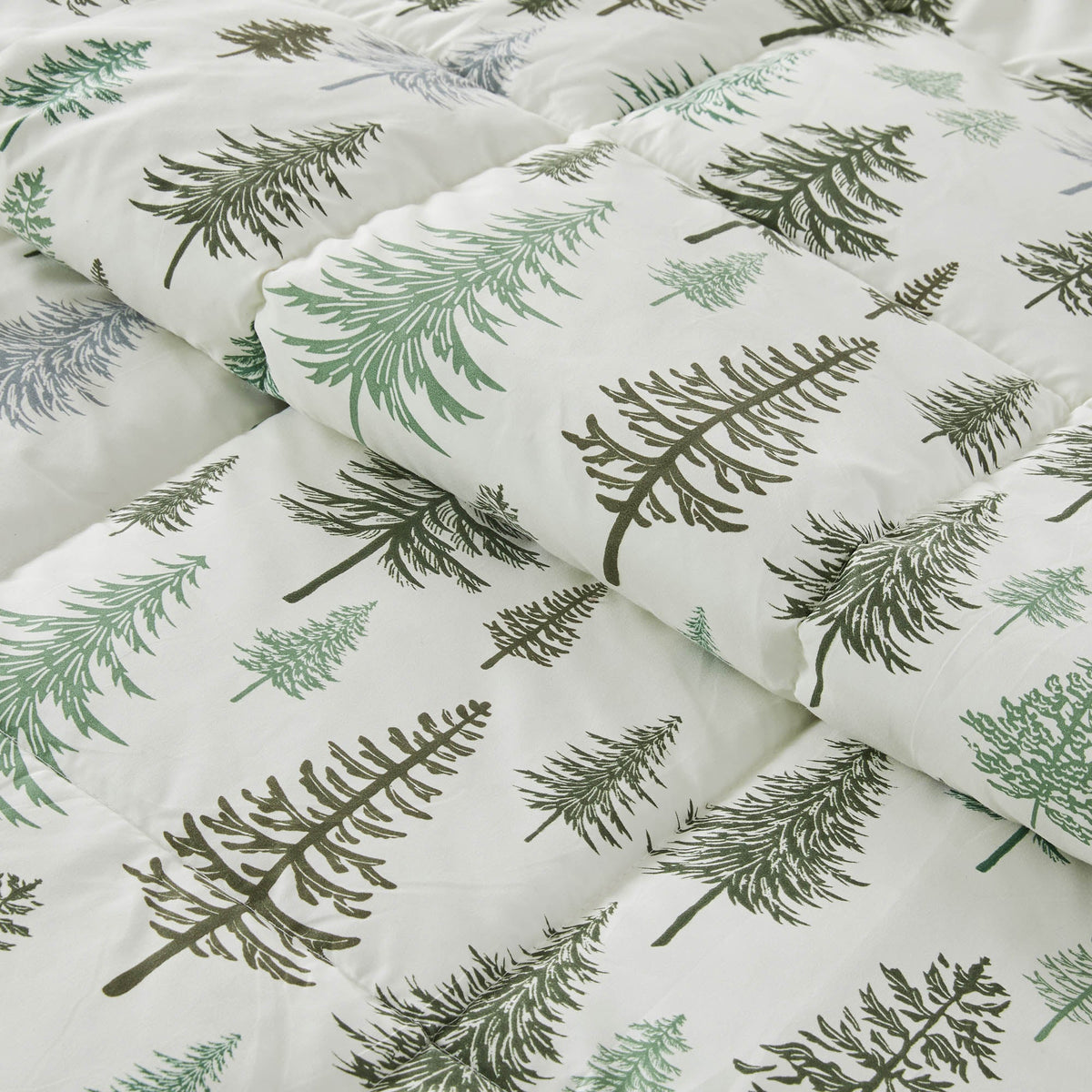 Reversible Christmas Comforter & Sham Set Odette Collection by Great Bay Home with pine tree prints on Tampa Home & Garden Store