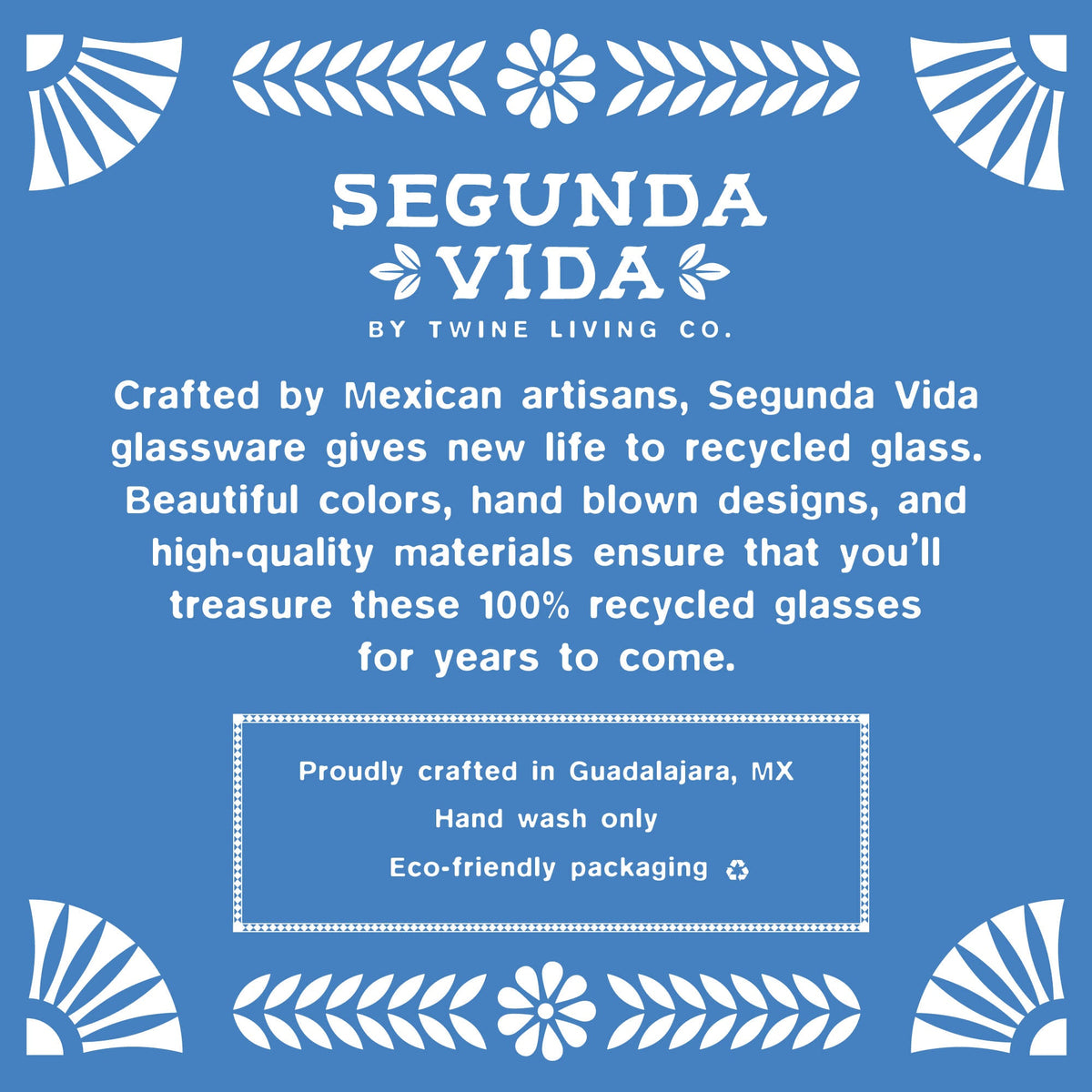 Margarita glass by Twine Living on blue promotional poster for Segunda Vida Primavera on Tampa Home & Garden Store