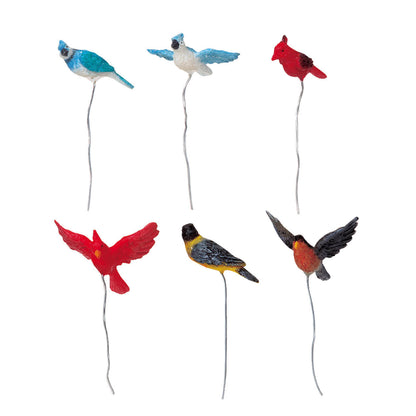 Assorted Birds of Joy 6 resin ornaments on wires in blue red by The Country Christmas Loft on Tampa Home & Garden Store