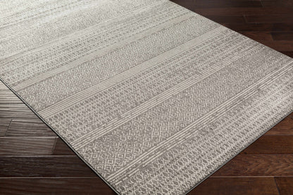 Mckinney Area Rug beige and gray with geometric diamond pattern and striped borders on Tampa Home & Garden Store