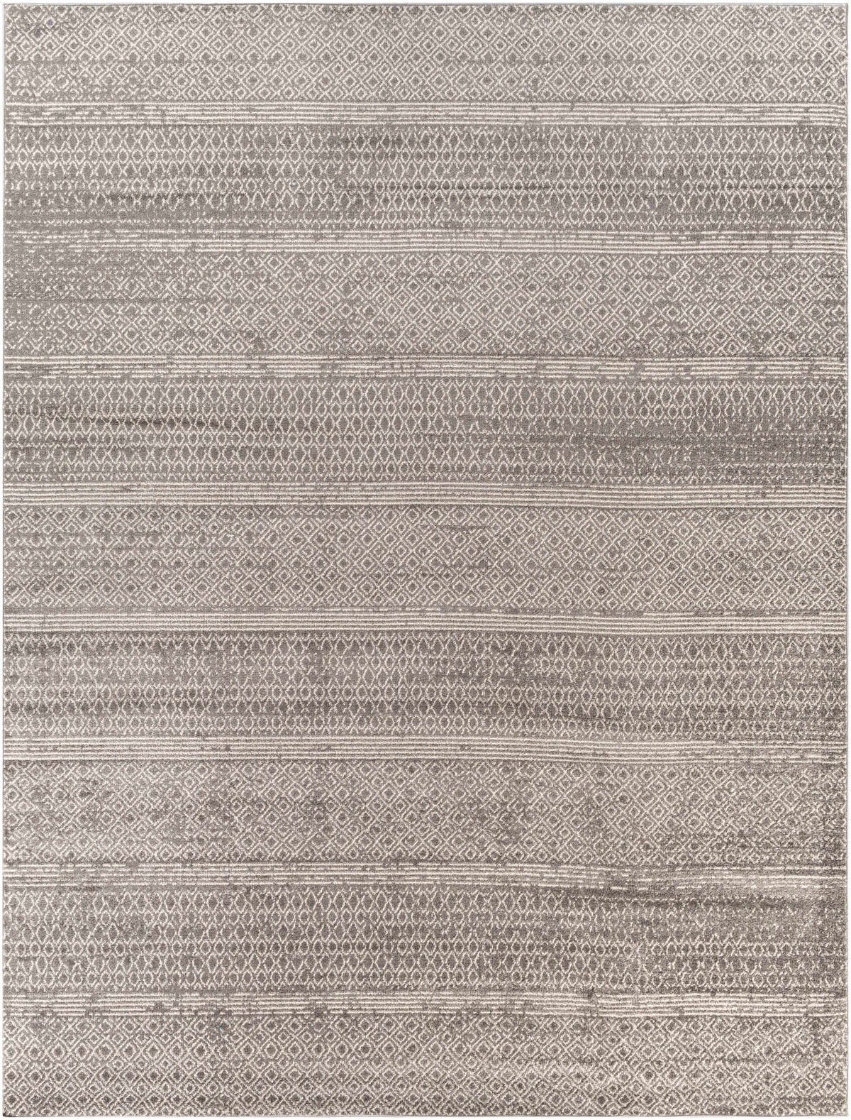 Mckinney Area Rug by Boutique Rugs in gray with a diamond lattice pattern and stripes on Tampa Home & Garden Store