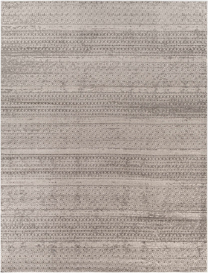 Mckinney Area Rug by Boutique Rugs in gray with a diamond lattice pattern and stripes on Tampa Home & Garden Store