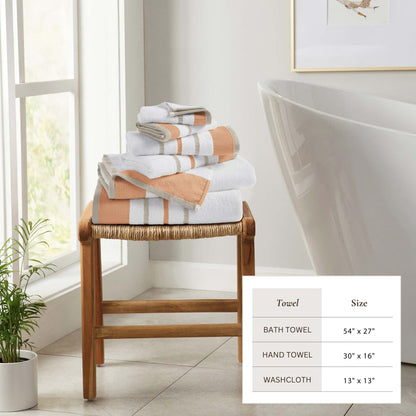 Soft Cotton Bath Towel Set and Stripe Detail