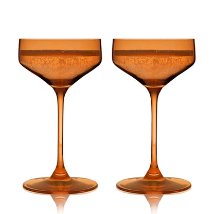 Amber Crystal Coupe Glasses and Cocktailware