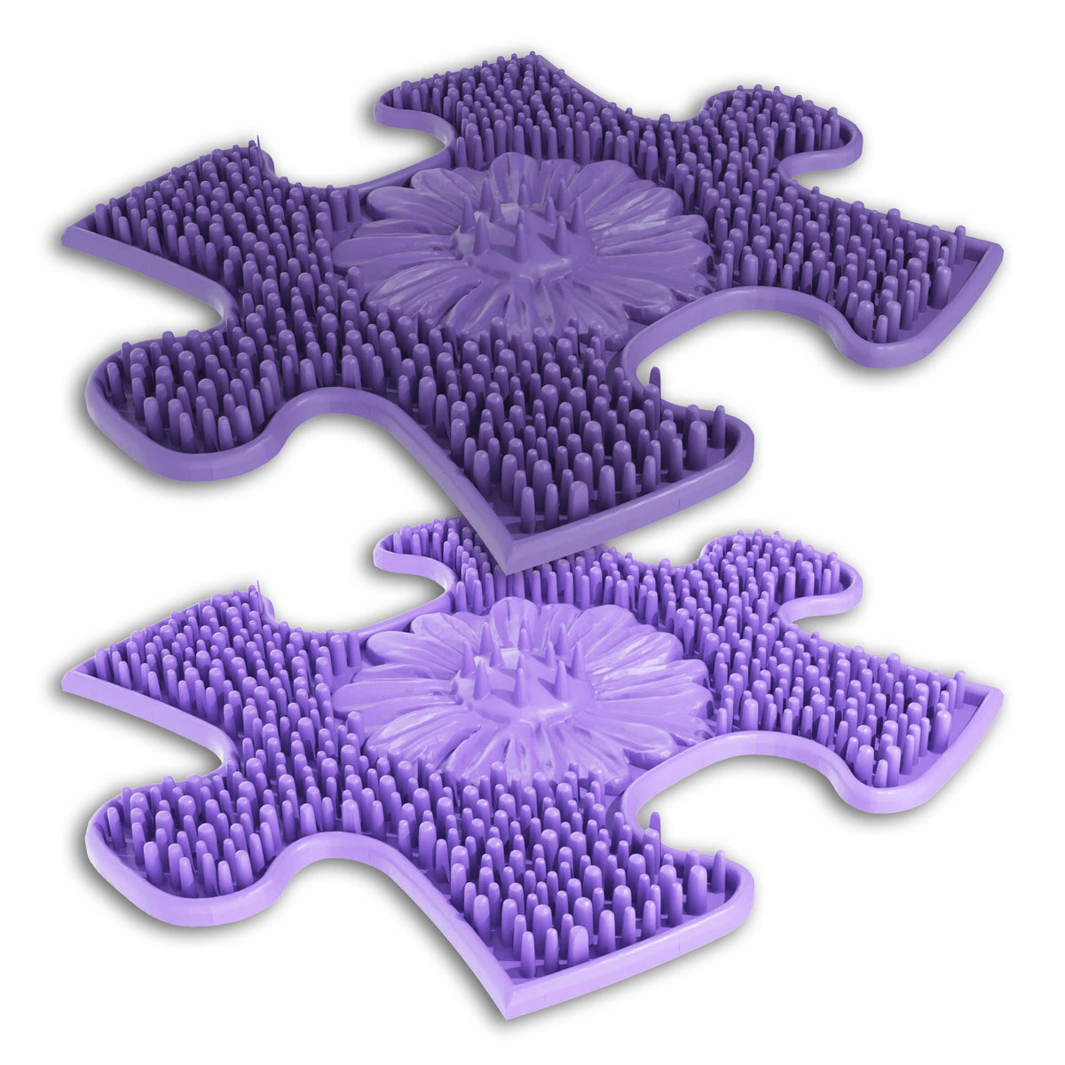 TINNITOTS Tots Minis Puzzle Set play mats, purple interlocking mats with textured studs and floral center on Tampa Home & Garden Store